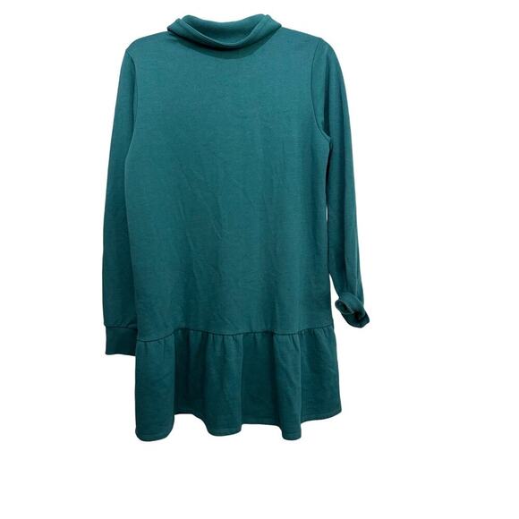 Z Supply Women's Green 1/4 Zip Long Sleeve Drop Waist Ruffled Dress Size Small - Picture 2 of 4